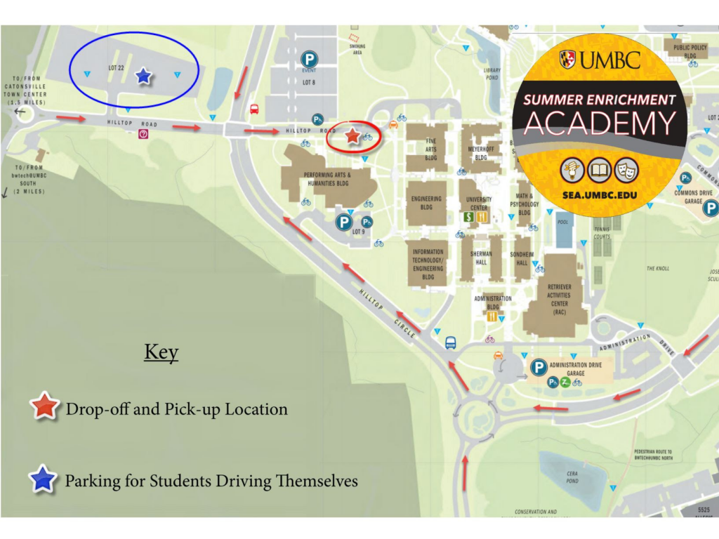 Map of drop-off and pick-up at sculptures
